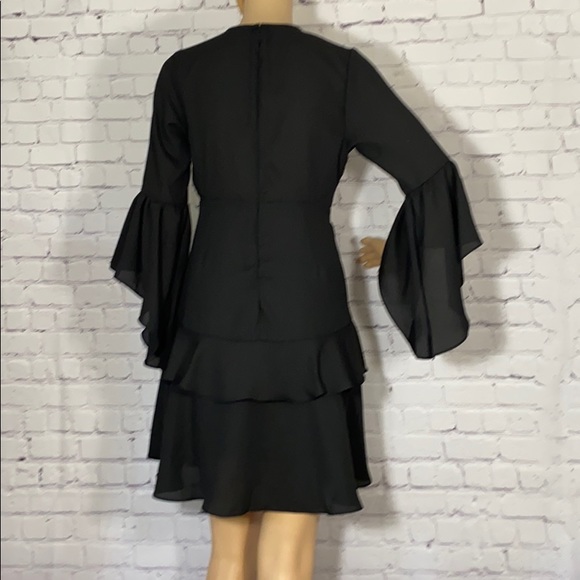 Black Long Sleeve ruffle dress - Picture 4 of 4